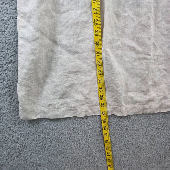 J. McLaughlin Women's Beige Linen Tunic Top Pleated Bodice Short Sleeve Size L - Picture 9 of 12